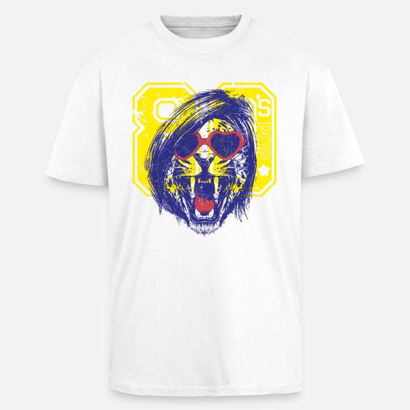 Leopard 80's - Oversized Heavyweight Unisex T-Shirt - Weiß