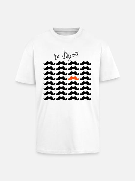 Mustache Moustache "be different" 2c - Unisex Oversized Heavyweight T-shirt - white