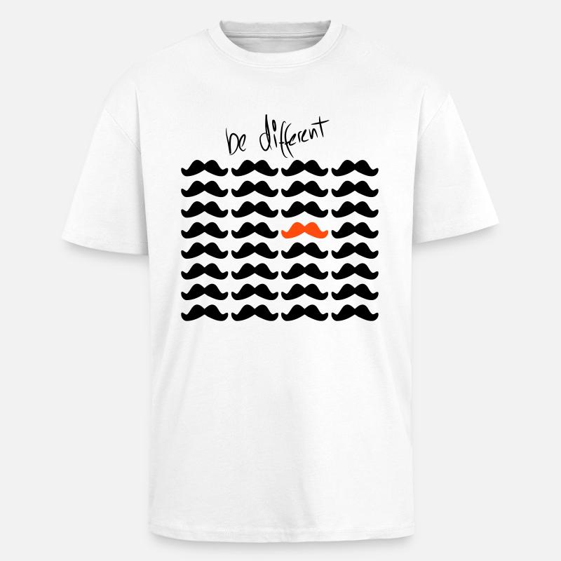 Mustache Moustache "be different" 2c - Unisex Oversized Heavyweight T-shirt - white