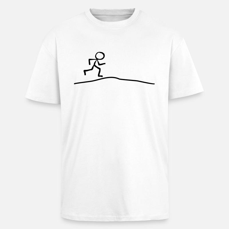 Strichmännchen läuft Steigung - Oversized Heavyweight Unisex T-Shirt - Weiß