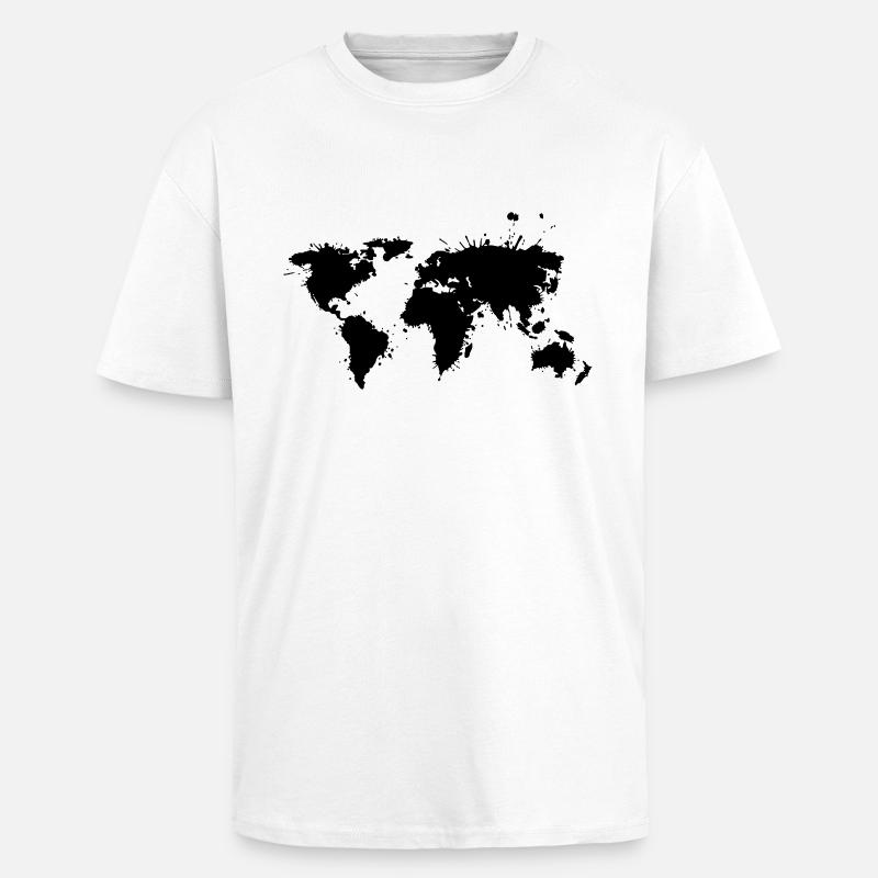 Weltkarte Splash - Oversized Heavyweight Unisex T-Shirt - Weiß