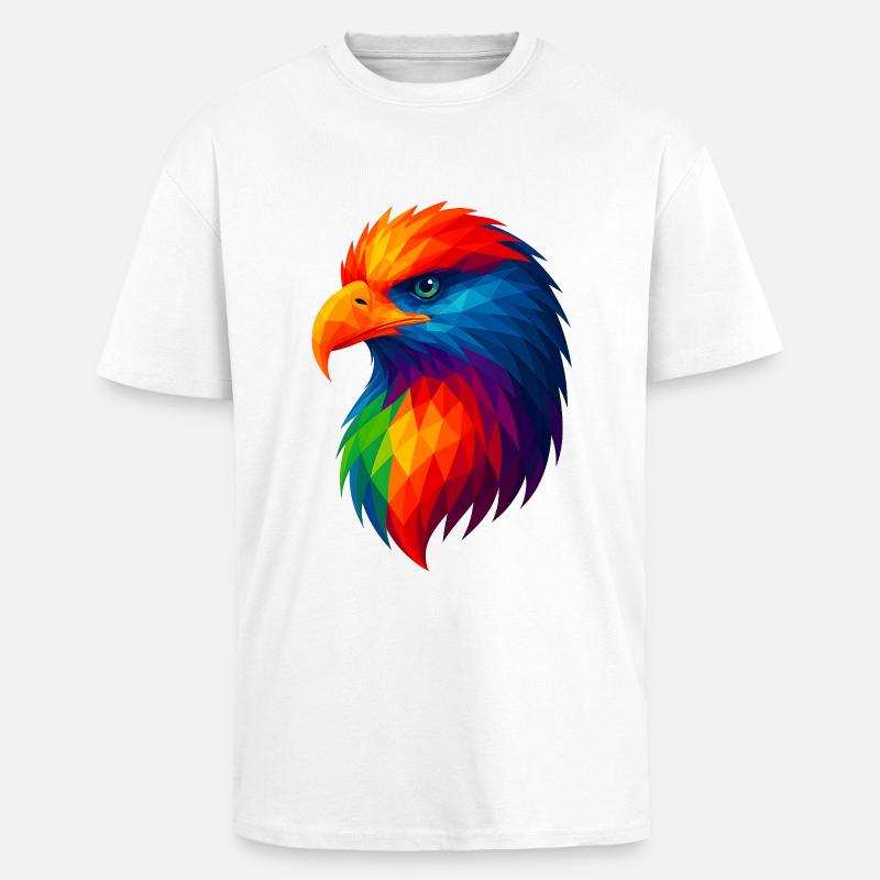 WPAP Polygon Style Animaux - Aigle - T-shirt unisexe oversize épais - blanc