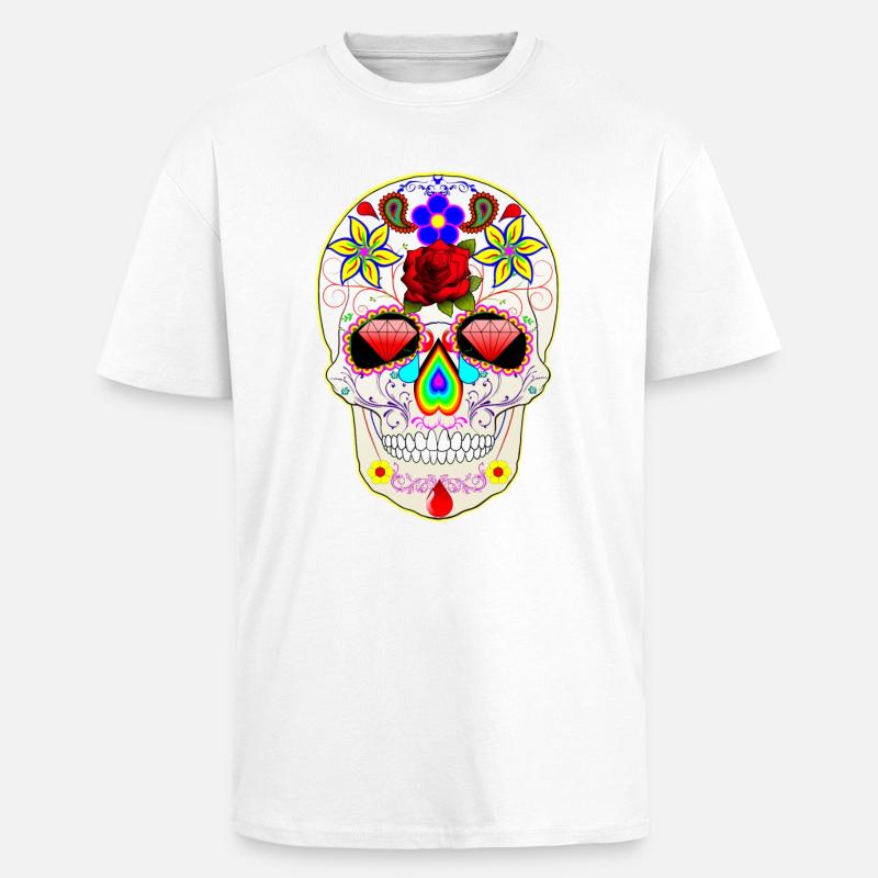 mexikanischer Schädel - Oversized Heavyweight Unisex T-Shirt - Weiß