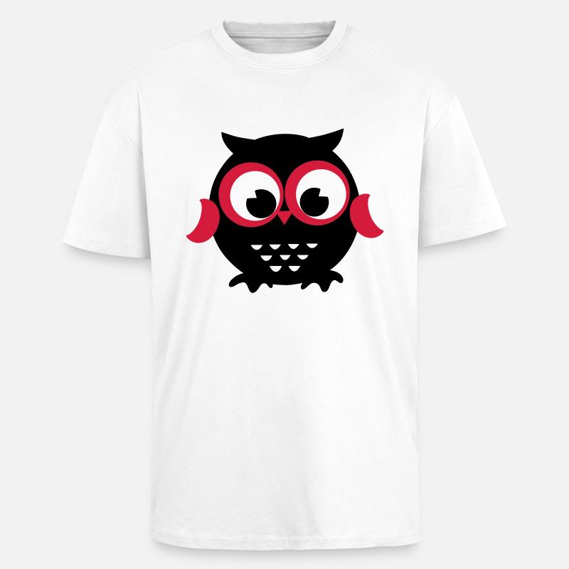 Eule - Oversized Heavyweight Unisex T-Shirt - Weiß