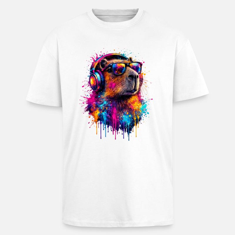 Capybara - T-shirt unisexe oversize épais - blanc