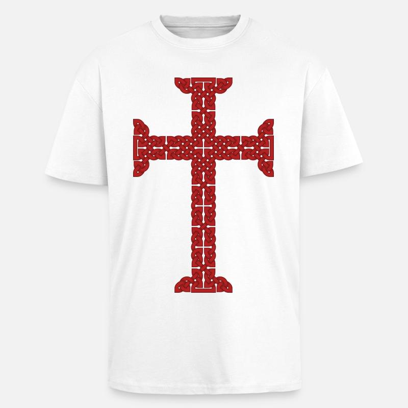 Tempelriddarkorset - Unisex oversized t-shirt i kraftig kvalitet - vit