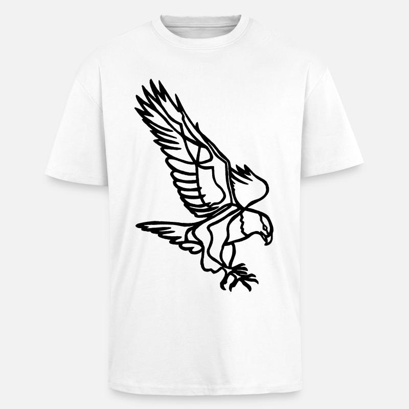 Black Eagle in Flight - Unisex Oversized Heavyweight T-shirt - white