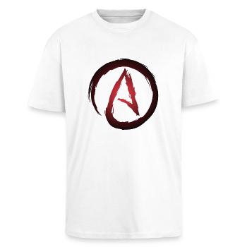 Athéisme symbole Athée - T-shirt unisexe oversize épais - blanc - Devant - Alina (178cm) & Michal (187cm)