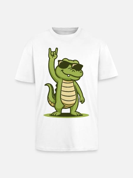Rock’n’Roll Krokobaby - Oversized Heavyweight Unisex T-Shirt - Weiß