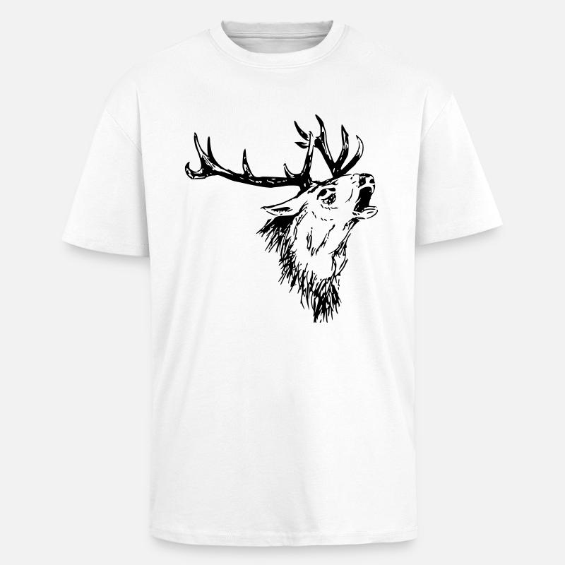 Hirsch - Oversized Heavyweight Unisex T-Shirt - Weiß