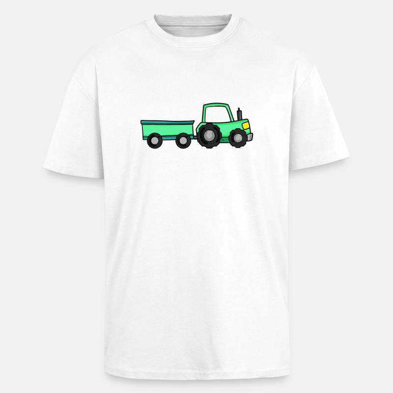Traktor mit Anhänger - Oversized Heavyweight Unisex T-Shirt - Weiß