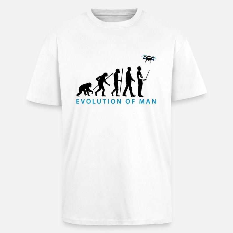 Evolution Modellflieger Drohne 4 Propeller - Oversized Heavyweight Unisex T-Shirt - Weiß