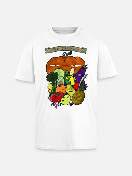 5 fruits et légumes - T-shirt unisexe oversize épais - blanc