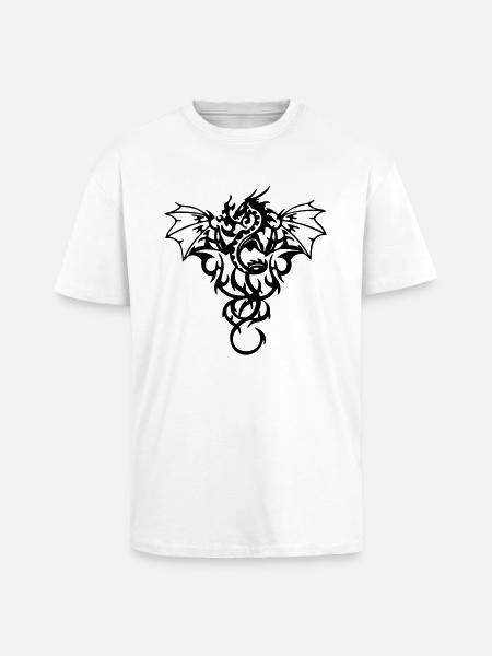 Tribal Dragon - Oversized Heavyweight Unisex T-Shirt - Weiß