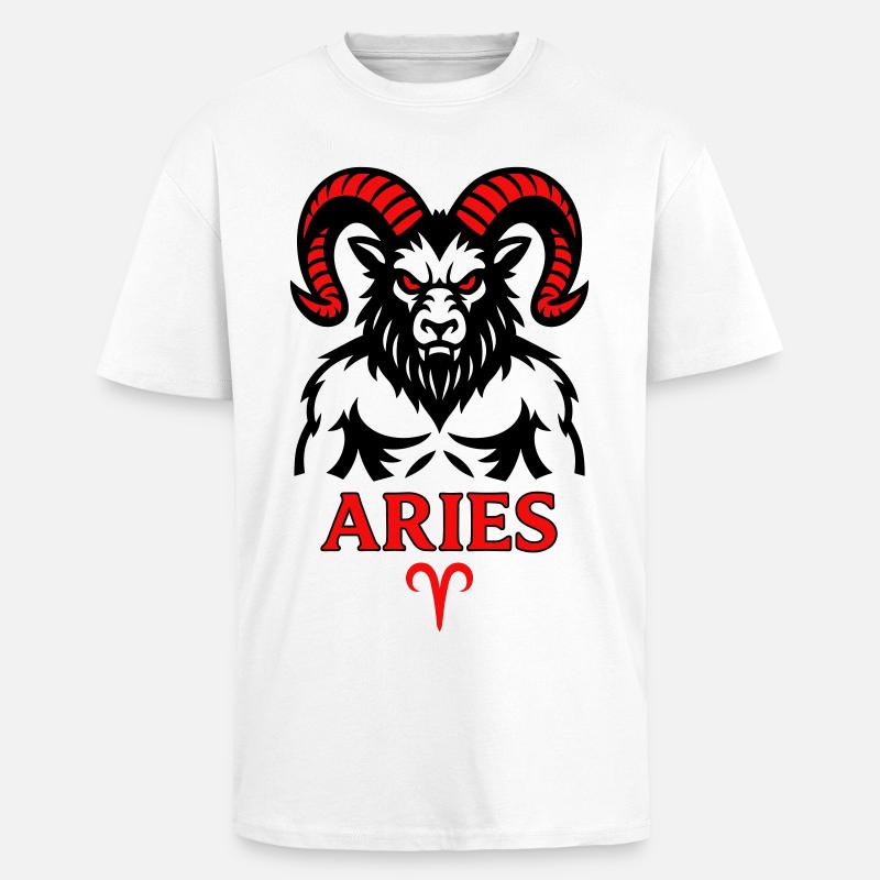 Aries Sternzeichen mit Hörnersymbol - Oversized Heavyweight Unisex T-Shirt - Weiß