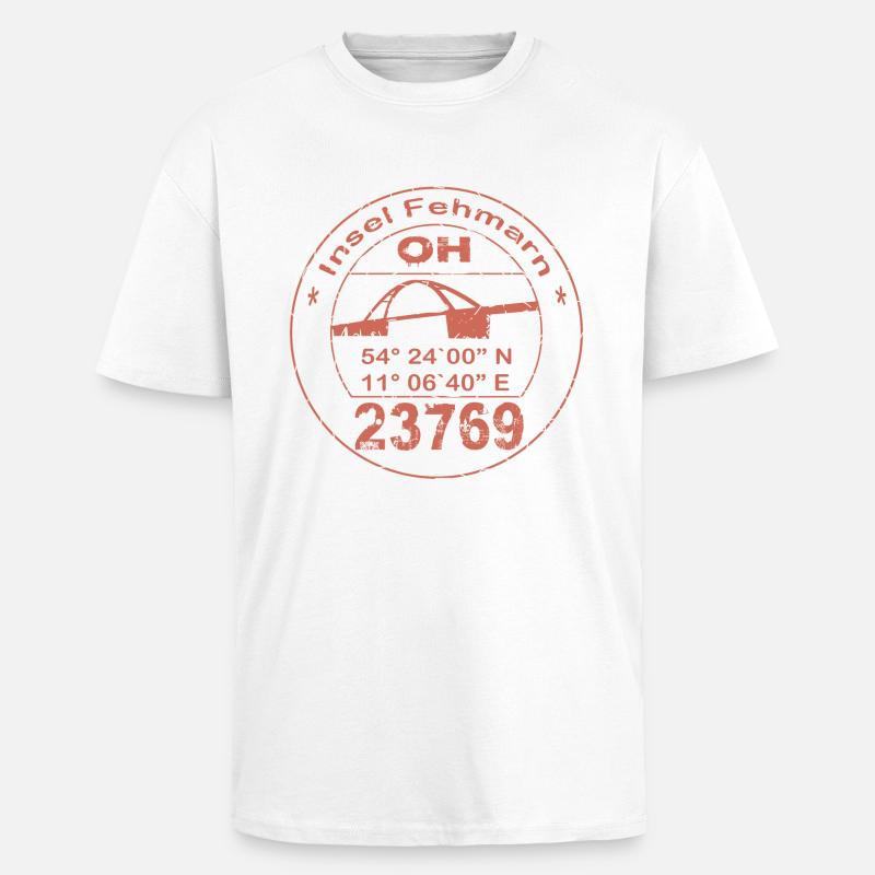 Fehmarn Stempel - Oversized Heavyweight Unisex T-Shirt - Weiß