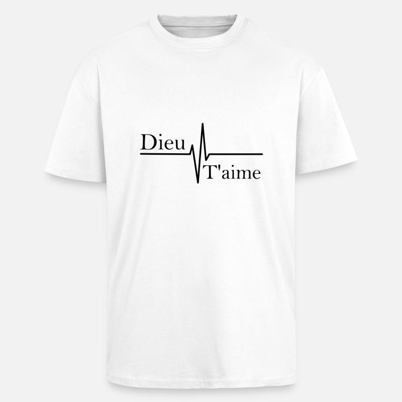 Dieu t'aime - T-shirt unisexe oversize épais - blanc