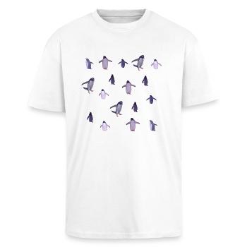 Pinguine - Oversized Heavyweight Unisex T-Shirt - Weiß - Vorne - Alina (178cm) & Michal (187cm)