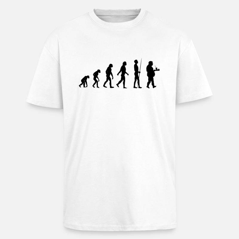 Evolution des Essens - Oversized Heavyweight Unisex T-Shirt - Weiß