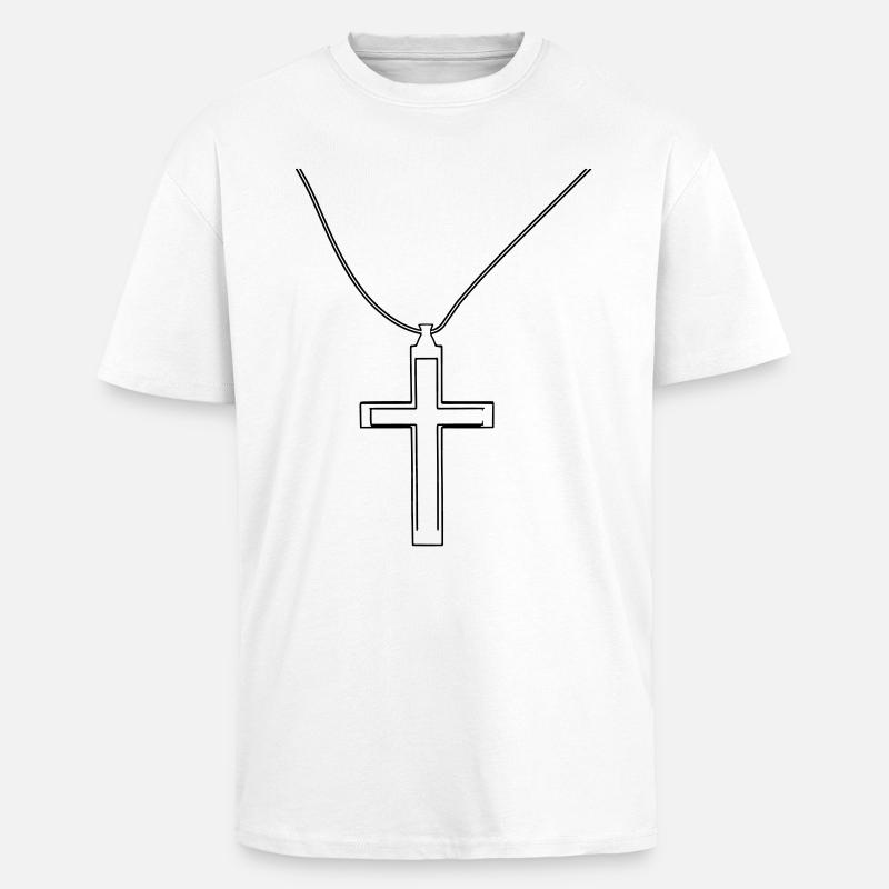 Kreuz Halzkette - Oversized Heavyweight Unisex T-Shirt - Weiß