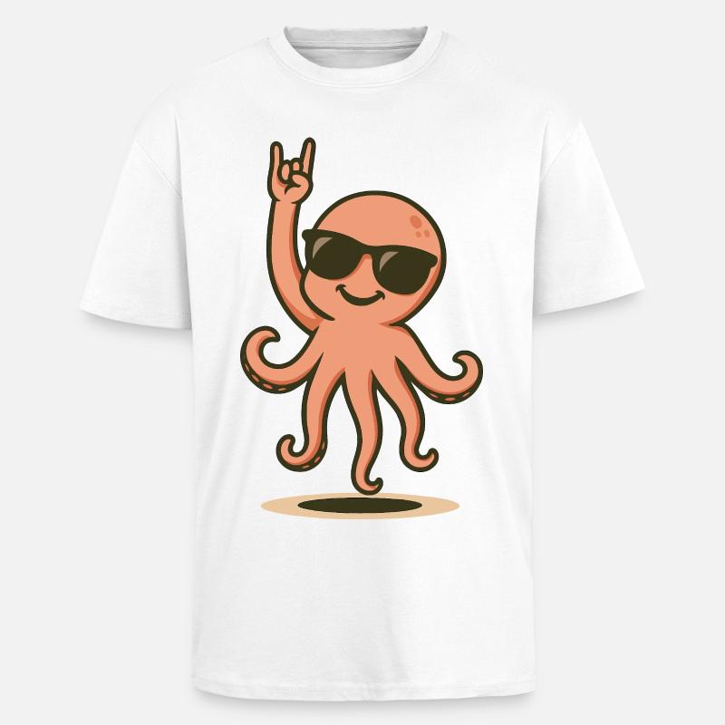 OctoRock Bébé - T-shirt unisexe oversize épais - blanc