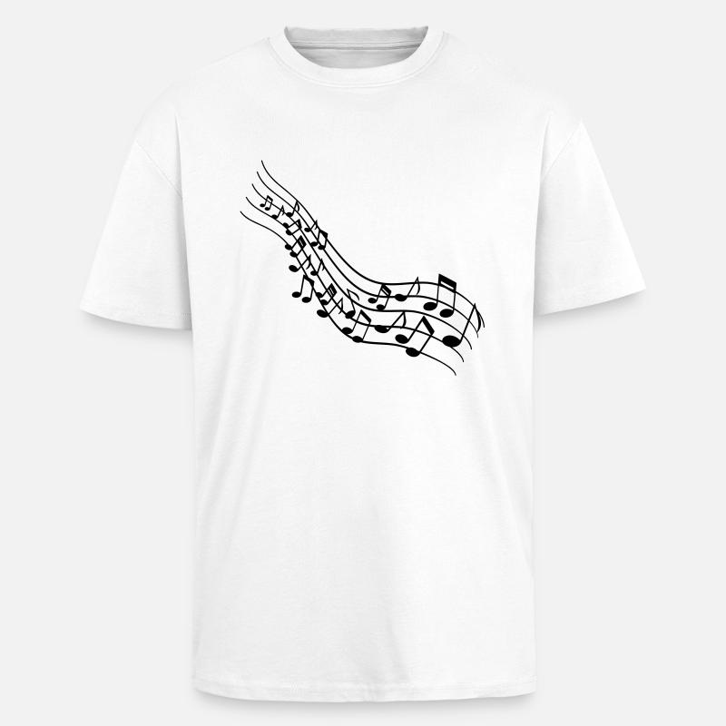 Notes de musique - T-shirt unisexe oversize épais - blanc
