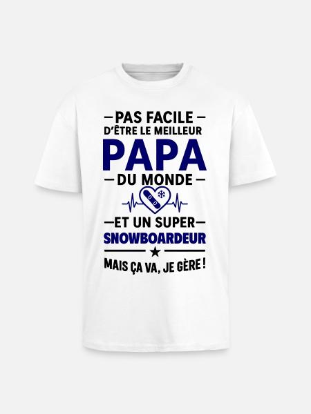 Heart + Snowboard – Super Snowboarder Dad - Unisex Oversized Heavyweight T-shirt - white