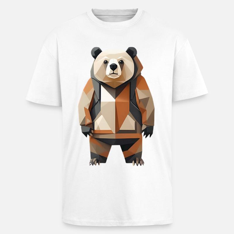 Polypanda Panda Low-Poly - T-shirt unisexe oversize épais - blanc