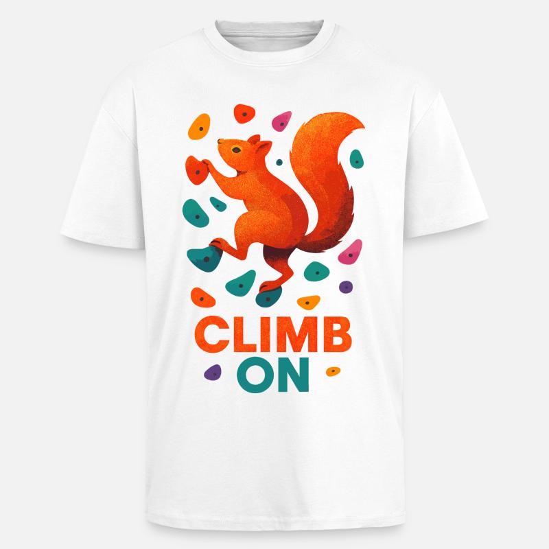 Bouldering Squirrel Climbing Motivation Gift - Unisex Oversized Heavyweight T-shirt - white