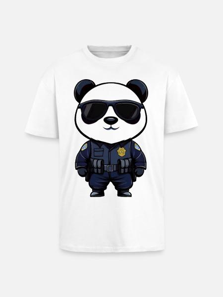 Police Pandas - T-shirt unisexe oversize épais - blanc
