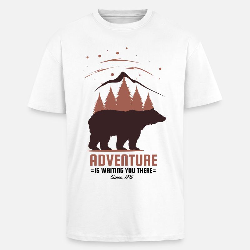 L’aventure vous attend là-bas Camping d’ours - T-shirt unisexe oversize épais - blanc