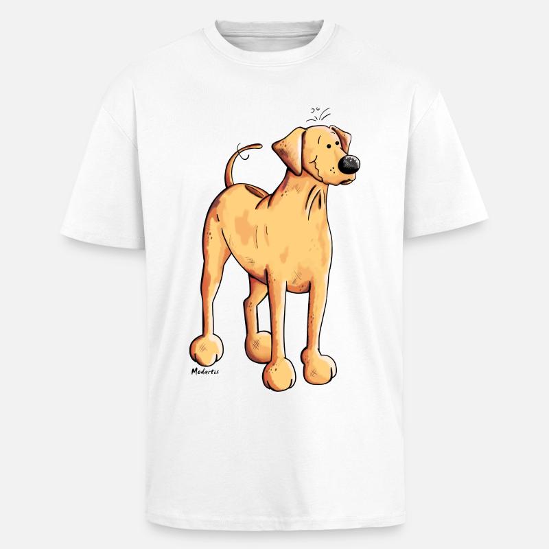 Happy Rhodesian Ridgeback - Oversized Heavyweight Unisex T-Shirt - Weiß