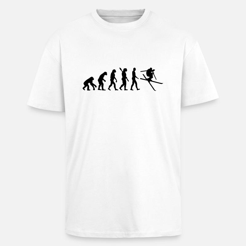 Évolution Ski - T-shirt unisexe oversize épais - blanc