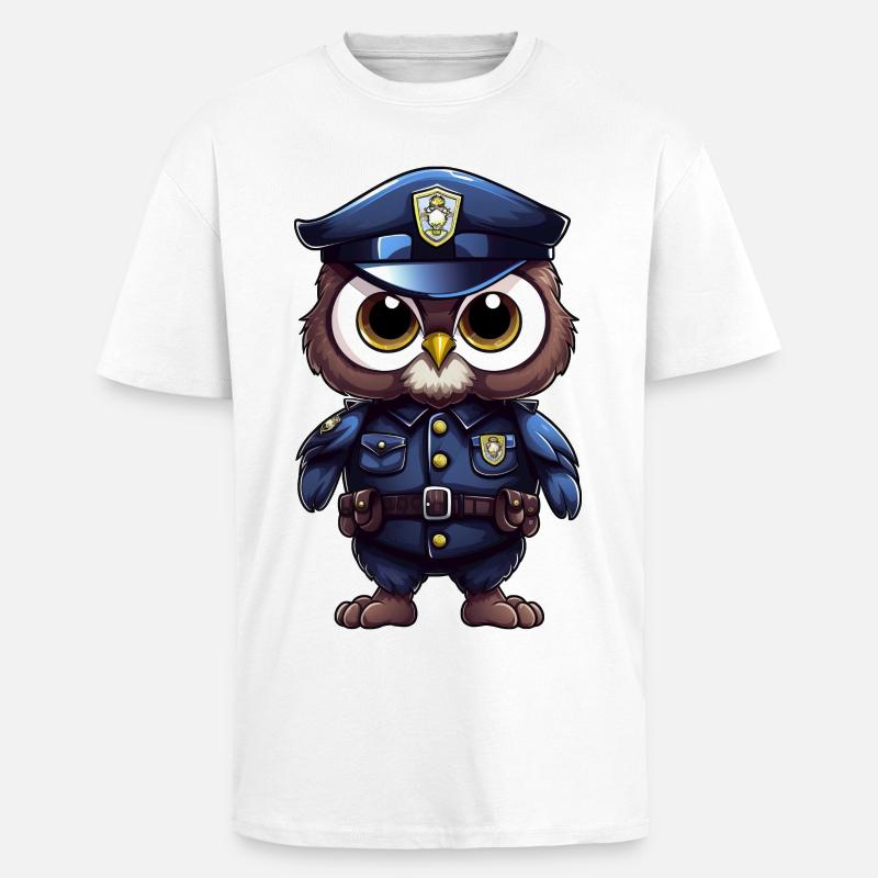Polizei Eule - Oversized Heavyweight Unisex T-Shirt - Weiß