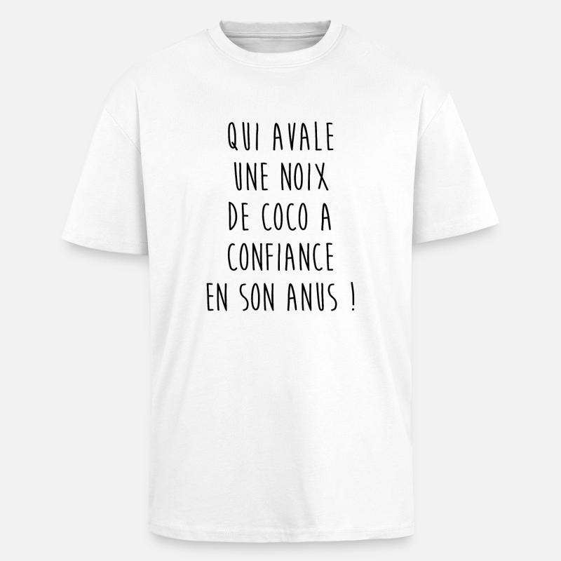 ...une noix de coco - T-shirt unisexe oversize épais - blanc