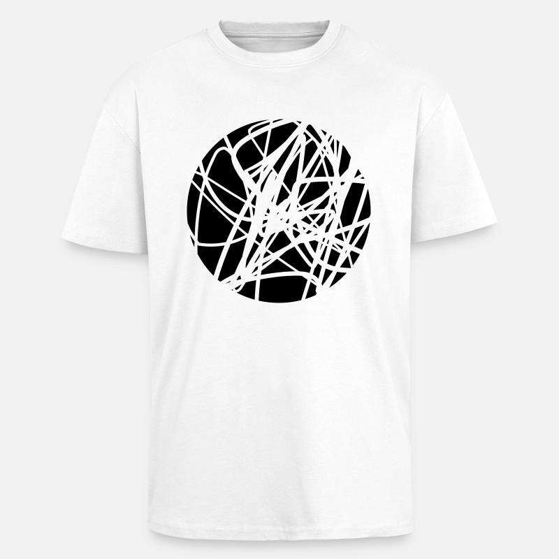 Scribbled chaotic strokes pattern - Unisex Oversized Heavyweight T-shirt - white