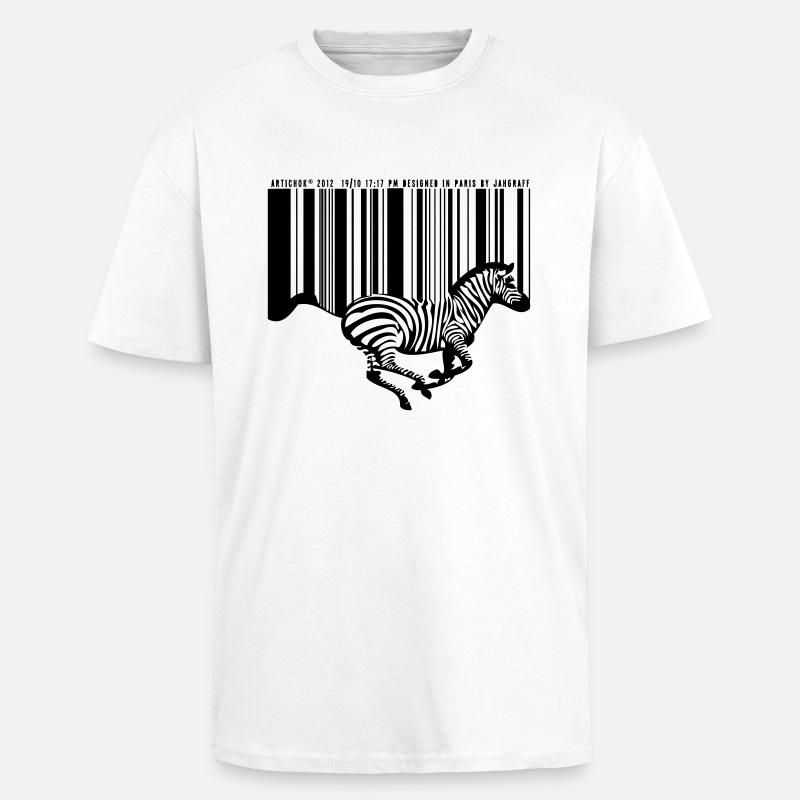 ZEBRE CODE BARRE - T-shirt unisexe oversize épais - blanc