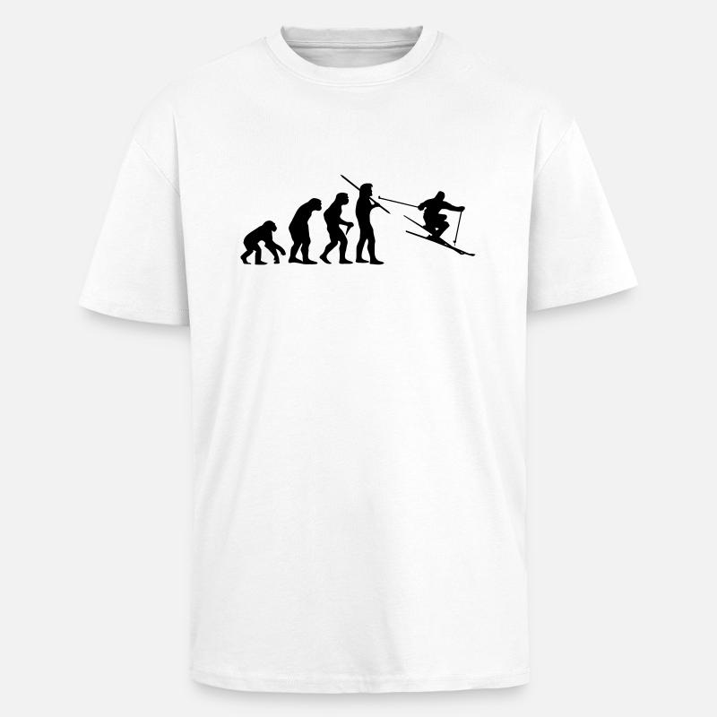 Evolution Ski - Oversized Heavyweight Unisex T-Shirt - Weiß