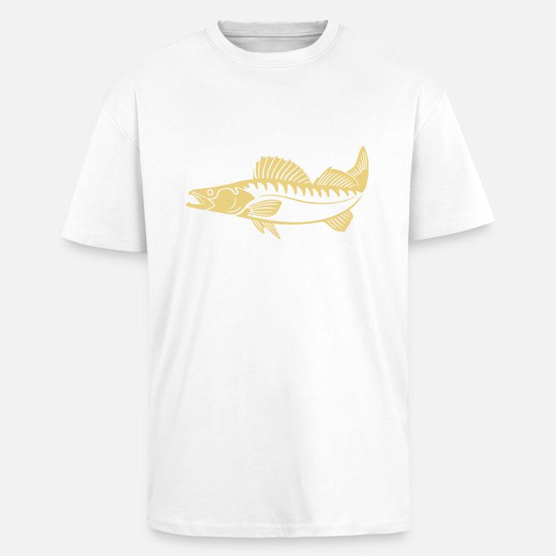 Zander (Pikeperch) - Oversized Heavyweight Unisex T-Shirt - Weiß