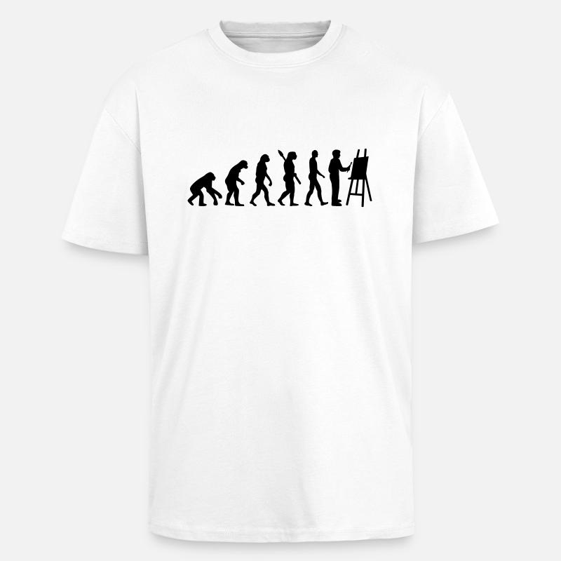 Evolution Peintre - T-shirt unisexe oversize épais - blanc