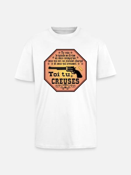 tu vois le monde se divise en deux - T-shirt unisexe oversize épais - blanc