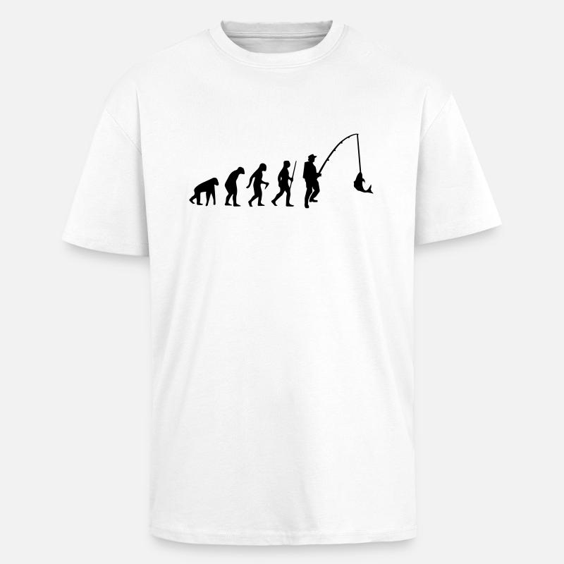 EVOLUTION FISCHEN! - Oversized Heavyweight Unisex T-Shirt - Weiß