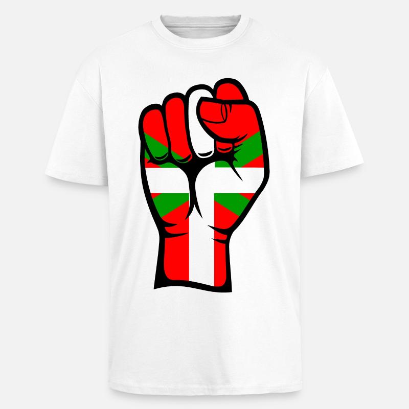 Poing drapeau basque - T-shirt unisexe oversize épais - blanc