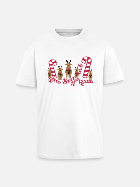 happy raindeers - Unisex Oversized Heavyweight T-shirt - white