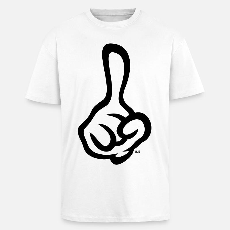 Index levé (doigt / main droite / 1C) - T-shirt unisexe oversize épais - blanc
