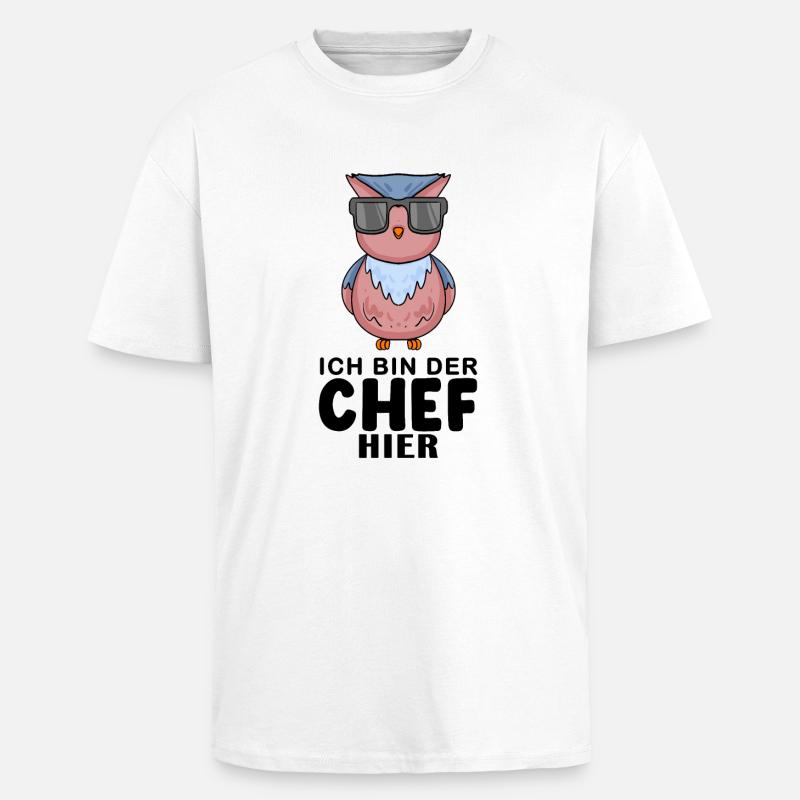 Eule - Oversized Heavyweight Unisex T-Shirt - Weiß