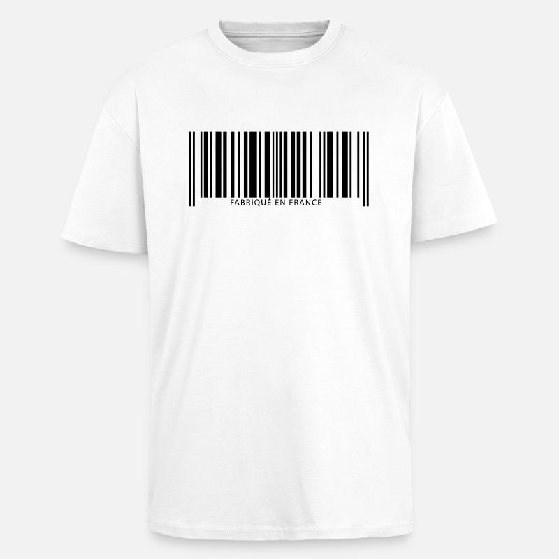 Code barre fabriqué en france - T-shirt unisexe oversize épais - blanc