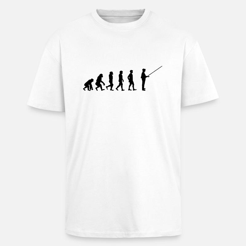 Evolution Angler - Oversized Heavyweight Unisex T-Shirt - Weiß