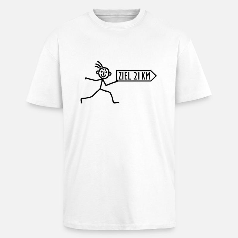 Strichmännchen läuft Halbmarathon - Oversized Heavyweight Unisex T-Shirt - Weiß