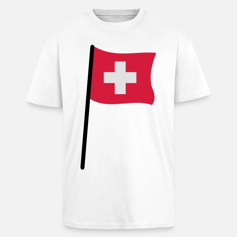 Schweizer Flagge - Oversized Heavyweight Unisex T-Shirt - Weiß